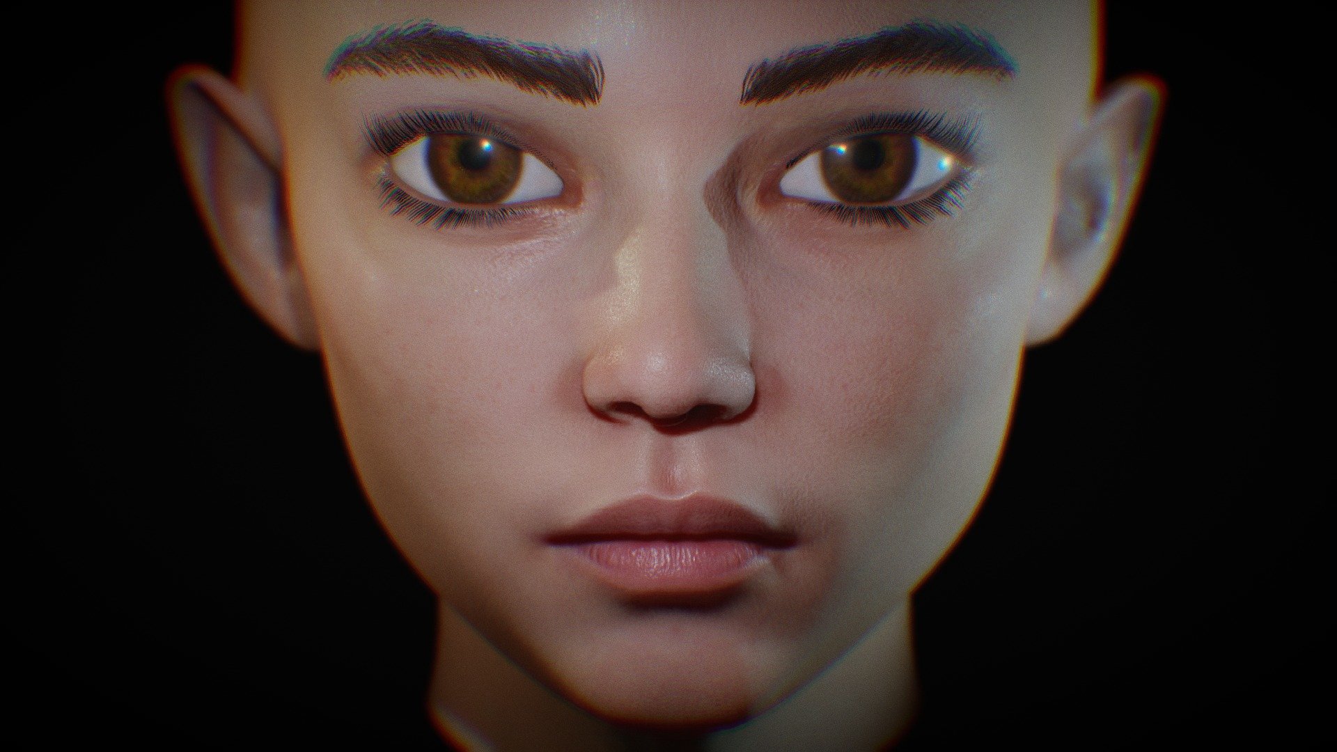 Realistic female Girl Anime face with subsurface scattering. model in blender file. Eevee and cycles ready. mirror modifiers. basic skin shader in blender 3d model