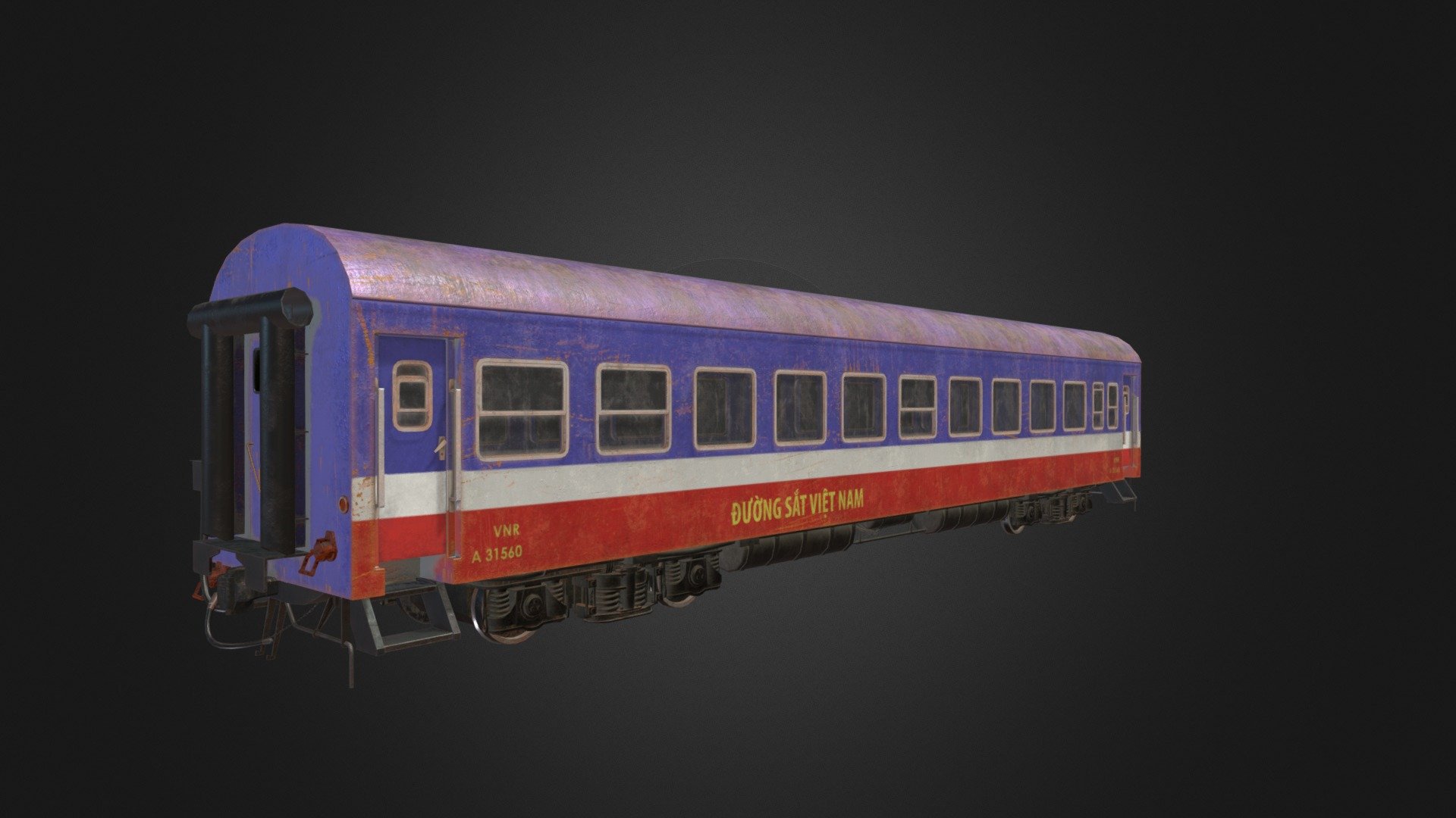 Viet Nam  passenger train - Passenger train - 3D model by mhskull 3d model