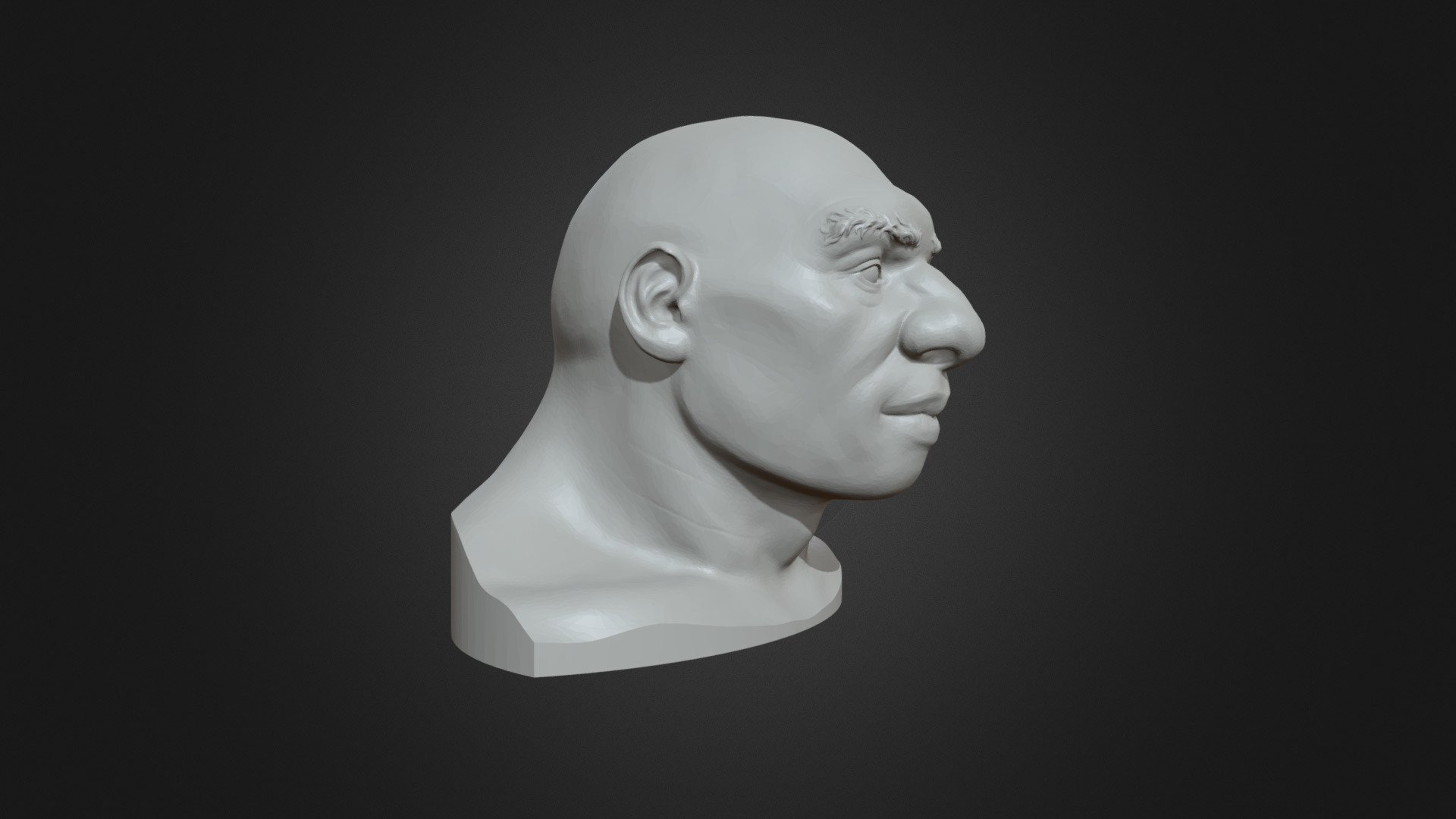 High Poly man Head.

Measure units are meters, it has about 38 cm in height.
Mesh is manifold with no bad contiguous edges.

==============================

Files available in two versions: 

1)Man_Head-01 contains 795747 faces

2)Man_Head-02 contains 52948 faces (this version you can see in 3d viewer)

===================================

Available formats: .blend, fbx, .obj, .stl, .3ds, .dae 3d model
