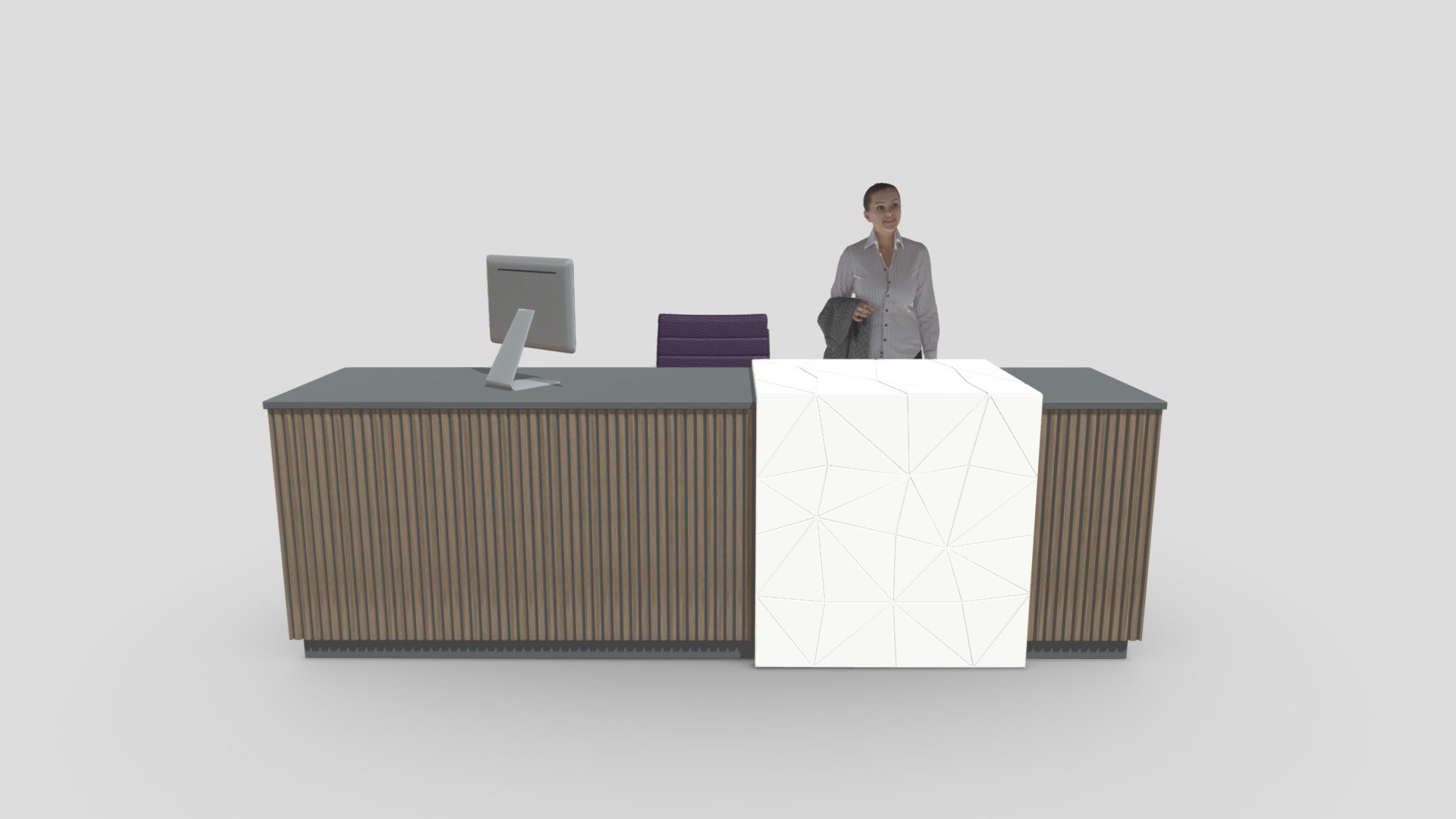 Reception Desk - 086

Native Format File : 3Ds Max 2020 &ndash; Rendering by Vray Next

File save as : 3Ds Max 2017 with converted all object to Editable Poly.

Exporting Formats :
Autodesk FBX ( .fbx ) and OBJ ( .obj &amp; .mtl ).

All 4 Texture maps are include as JPG.

Support 24/7 3d model