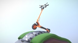 Rigged Off-Road E-Scooter Low-Poly (Orange) orange, equipment, offroad, roller, scooter, blender-3d, off-road, 3dhaupt, handlebars, two-wheeler, electric-vehicle, e-scooter, low-poly, vehicle, electric, rigged