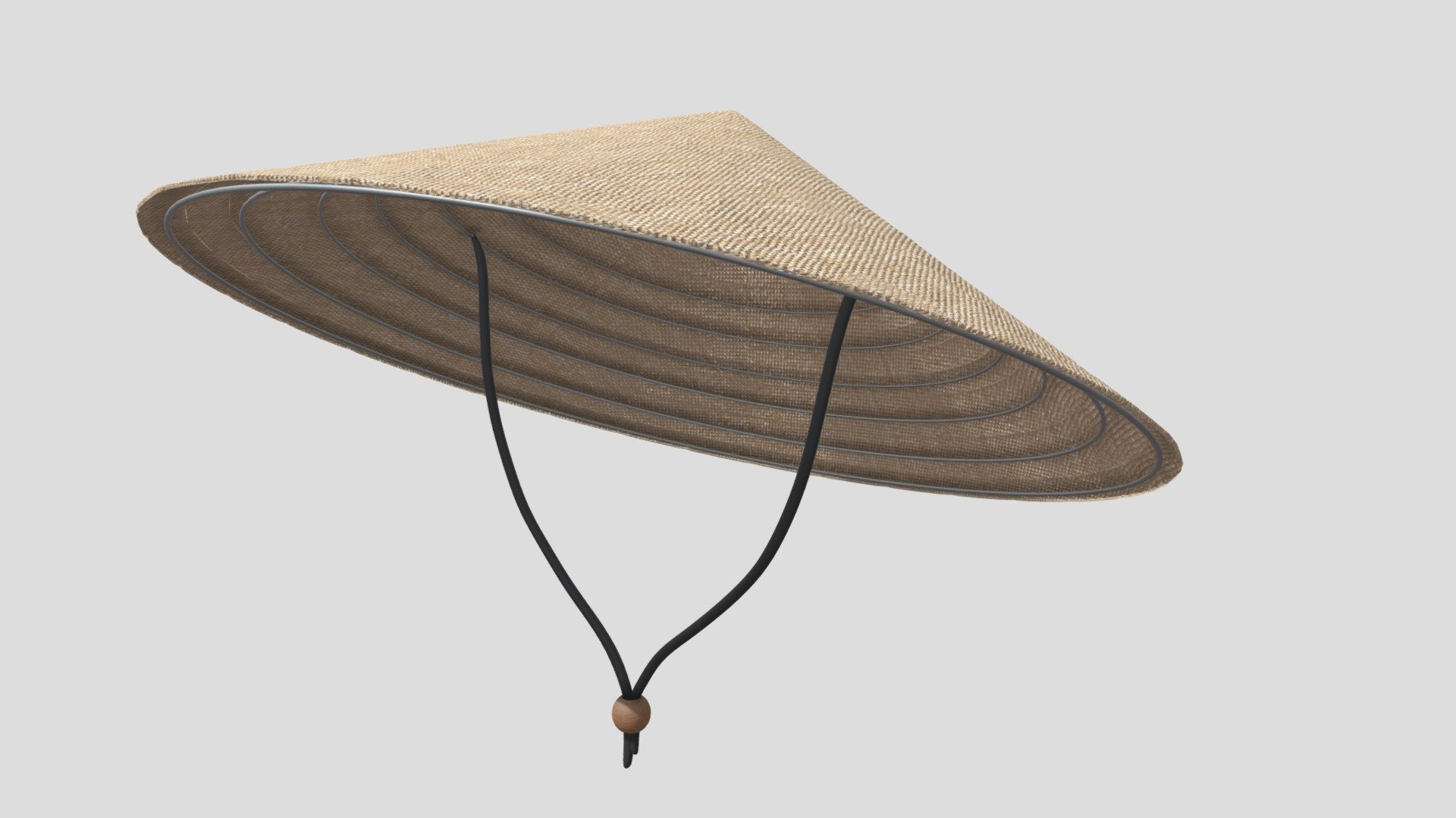 Rice hat with string - Rice Hat - 3D model by anukakira 3d model