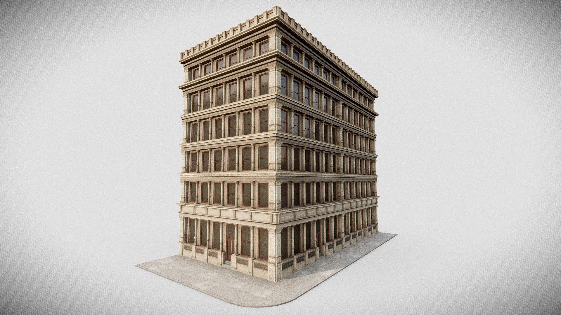 SoHo Cast-Iron Steel building in Manhattan. 



Textures Included:




4k baked textures

Diffuse

Roughness

Ambient Occlusion

Formats:




.obj

.fbx

.blend

View the full building pack here: https://sketchfab.com/3d-models/manhattan-modular-city-block-358-broadway-st-71f1ca2b46a84c0d907b71f78c34b790 - Low Poly Manhattan Cast Iron SoHo Building - Buy Royalty Free 3D model by 99.Miles 3d model