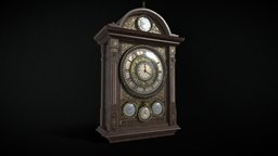 Old wall clock victorian, steampunk, abandoned, clock, vintage, midpoly, props, old, wall-clock, lowpoly, gameasset, watch, interior, gameready, environment