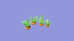 Stylized potted plant plant, stylized