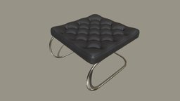 Tubular Steel Stool stool, leather, vintage, retro, furniture, designer, chrome, buttons, interiordesign, interior-design, sixties, seventh, footstool, midcentury, interior, midcentury-modern