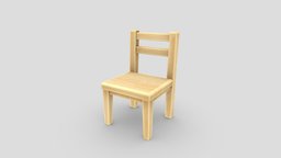 Stylized Low Poly Wooden Chair