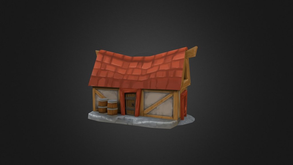 Cartoon style RTS medieval building - Medieval Grainstore - Download Free 3D model by moforabbit 3d model