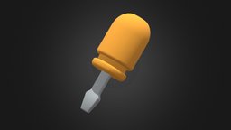 Cute Low Poly Screwdriver object, cute, uv, icons, tidy, game, low, poly, simple