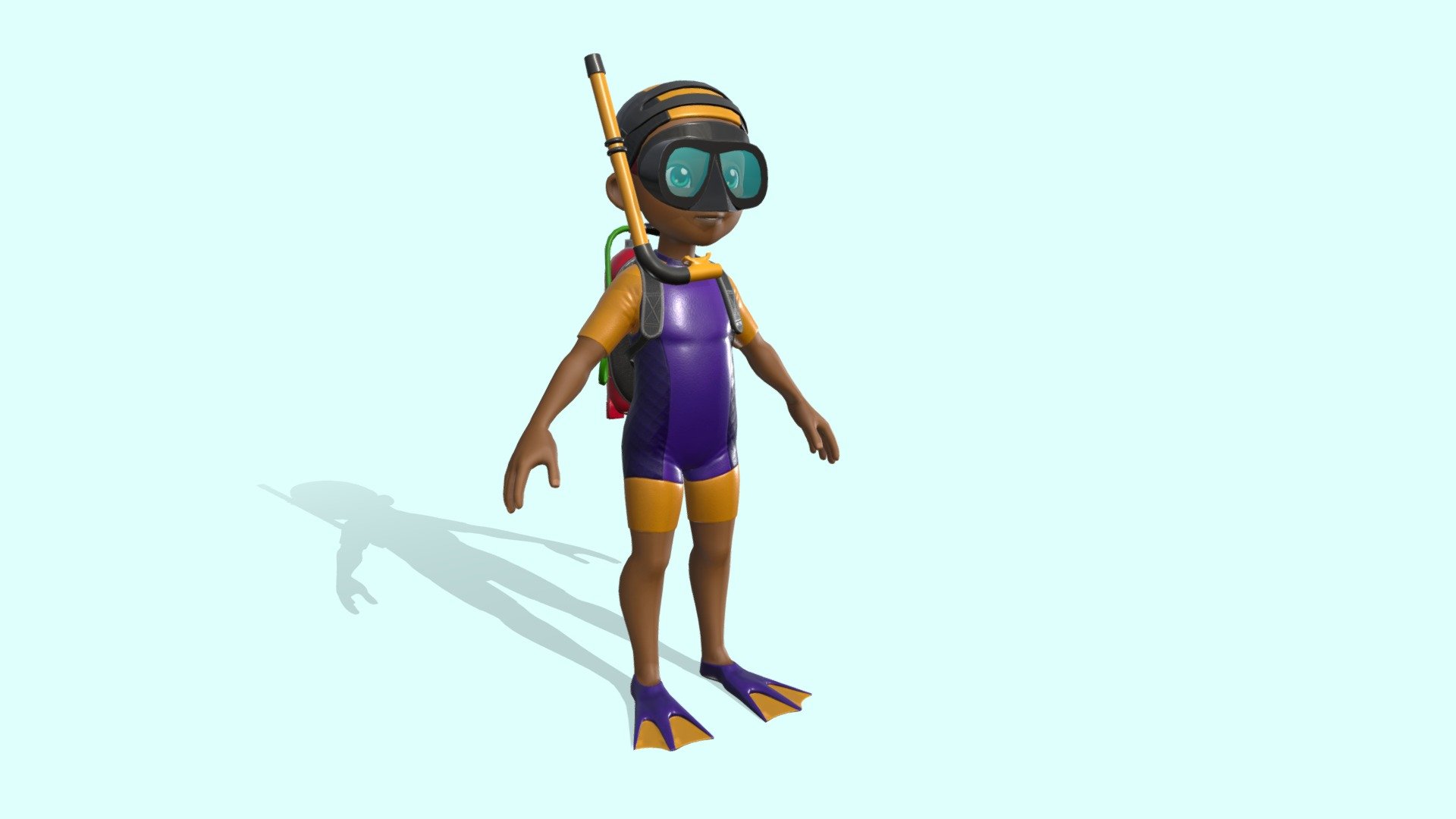 Diver Character from the KEKOS Tropical Beach package.

Ready to import in your preferred videogame engine or 3D software.

FORMAT:

FBX

POLYGON COUNT:

~21k Triangles

TEXTURES:

PBR Textures: Diffuse + Normal map + Metallic (R) / Smoothness (A) / Ambient Oclussion (G)

Size: 2048x2048 for most of the assets. A few 4096x4096 for detailed parts.

PNG format

RIG:




Full human rig.

27 blendshapes for face expresions.

ANIMATIONS:




Idle

Walk

Run

Jump

Floating

Sit
 - KEKOS Tropical Beach - Diver - Buy Royalty Free 3D model by Mameshiba Games (@MameshibaGames) 3d model
