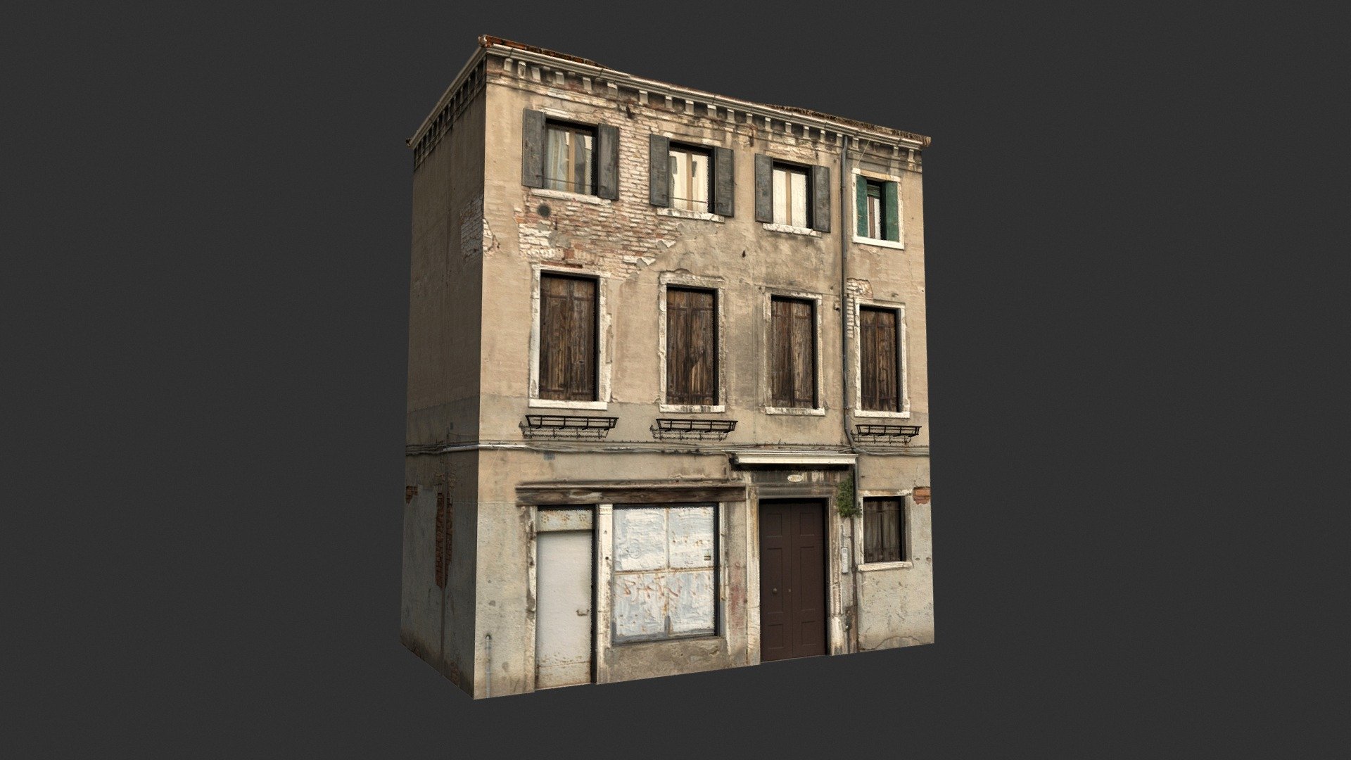 A 3D model of a low poly old building. Exterior only, no interior 3d model