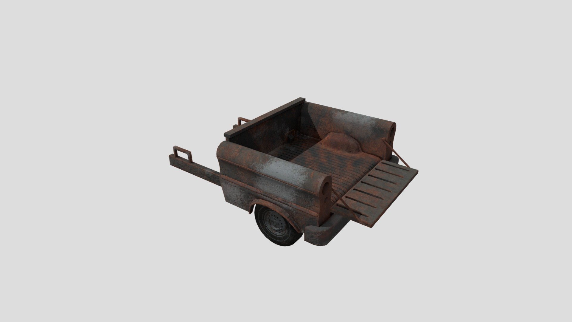 Classic cart from Fallout 1 and 2. Basically it's car splitted in half. Also I made suspension for this one 3d model