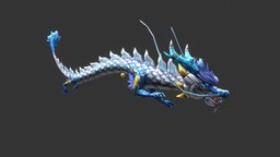 Chinese Silver Dragon kickass, 3pointroom, chinesesilverdragon, 3dmobilesgames, handpainted, 3dsmax, lowpoly
