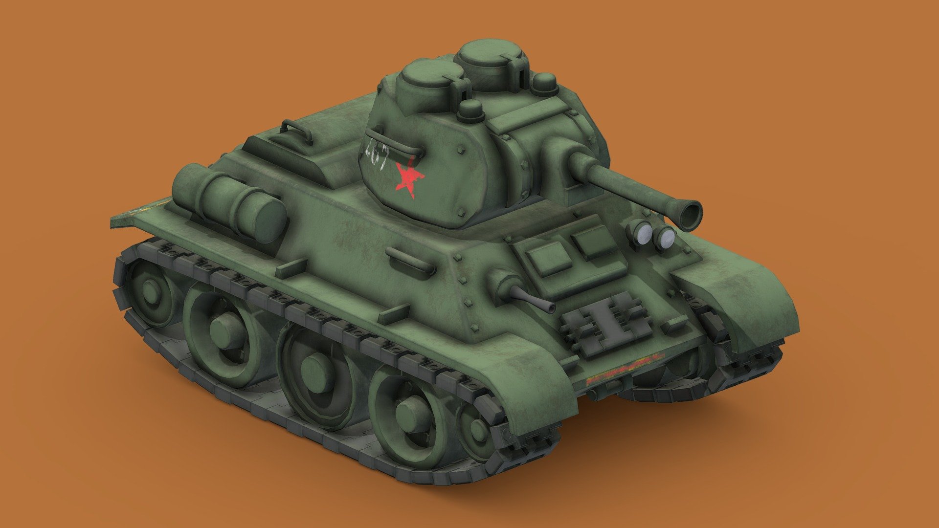 Another stylised tank to add to my collection of stylised tanks, this one is of the T34-76 russian medium tank, i plan on doing a seperate winter model with added logs and personal items but for now this will be enough. This model took me around 4 hours from design to texturing i feel my work pipeline has improved greatly during the creation of these models and i have been learning alot during this process 3d model
