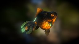 Black Moor Goldfish (Smoothie-3D upload) goldfish, smoothie-3d, s3dmar15