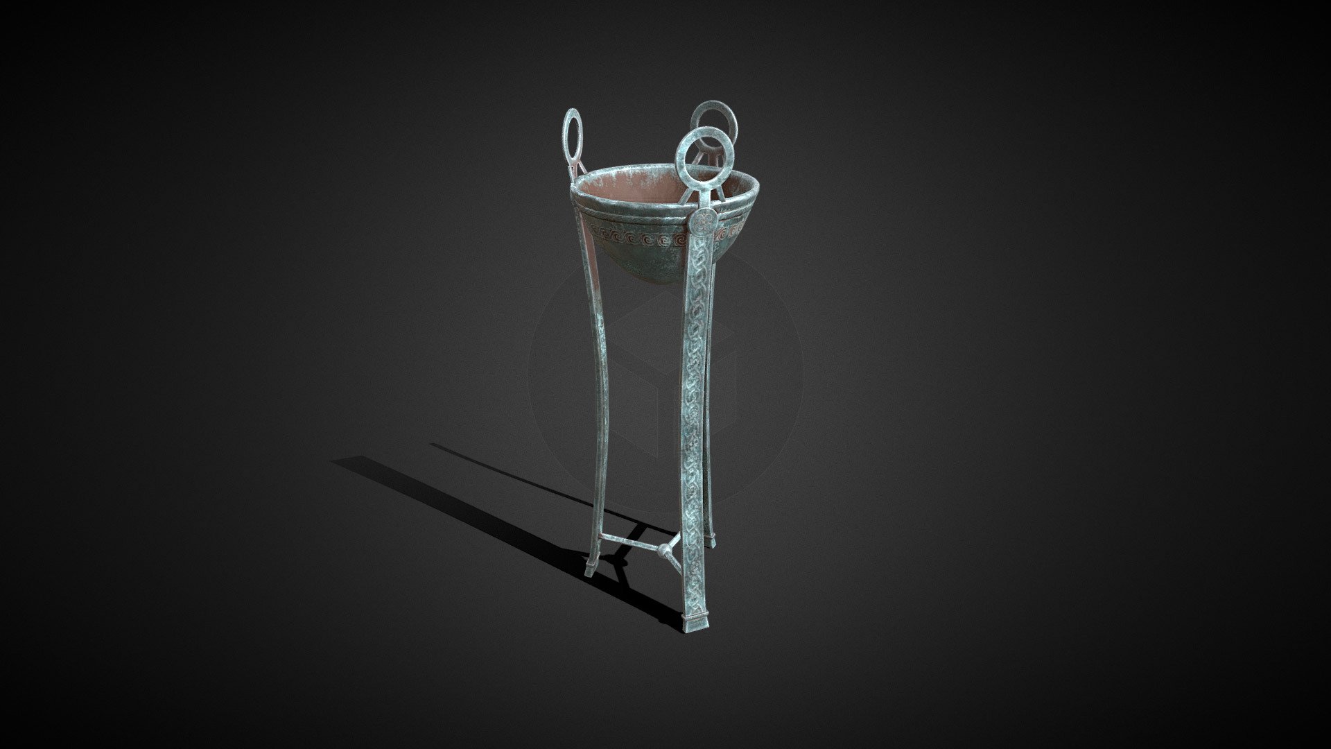 Ancient Roman standing copper brazier prop that can be used in any real-time game engine 3d model