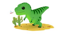 Trex pet, animals, creatures, rex, dinosaurs, tyrannosaurus, handpainted, cartoon, stylized