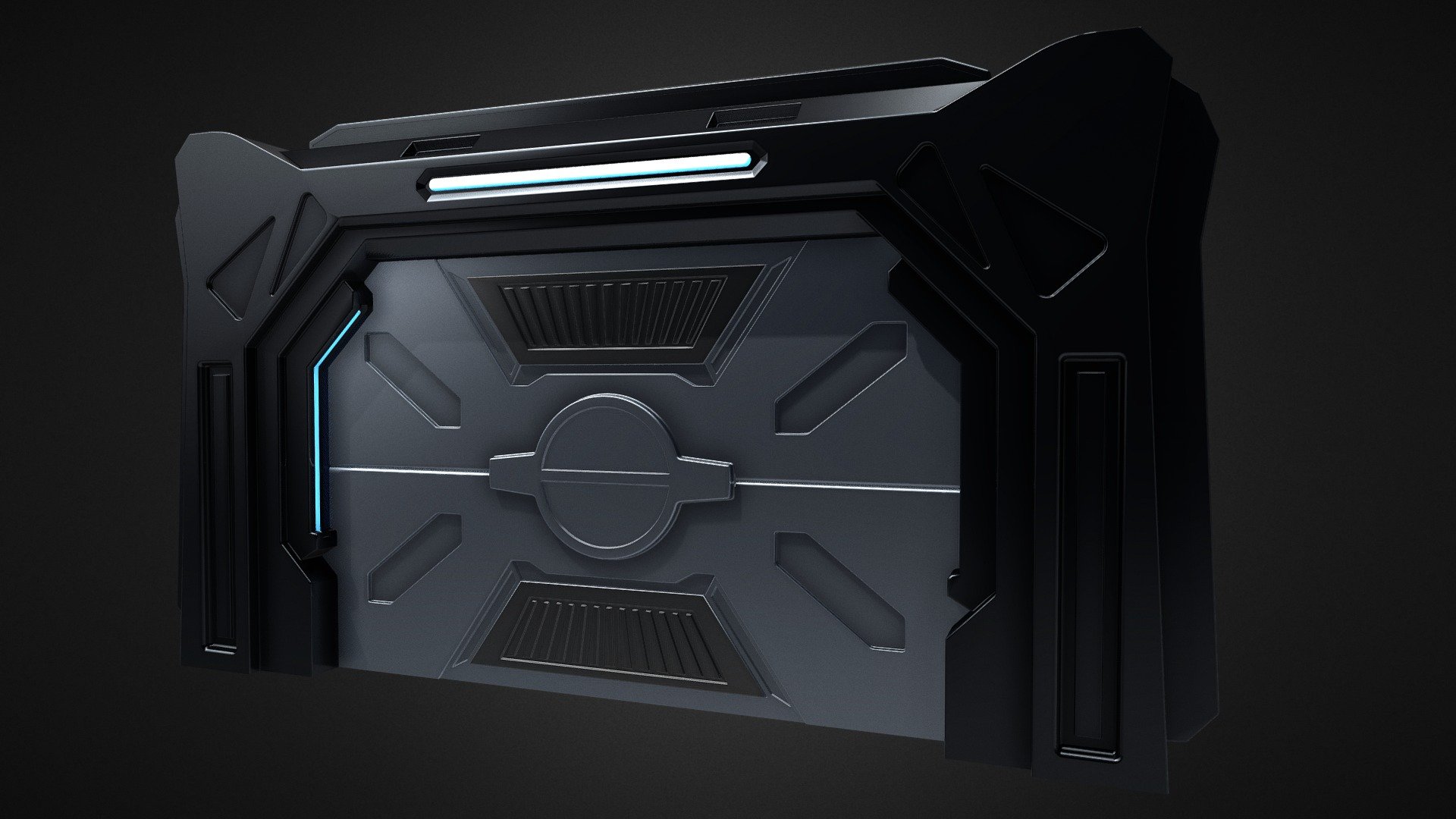 a highly polygonal model of a sci-fi door, well suited for building an environment and rendering 3d model