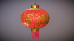 Realistic Lowpoly Chinese Lantern red, lunar, dragonball, chinese, newyear, gongxifacai, lowpolydragon, chinesenewyear, decoration, dragon, lowpolylantern, chinesedecoration