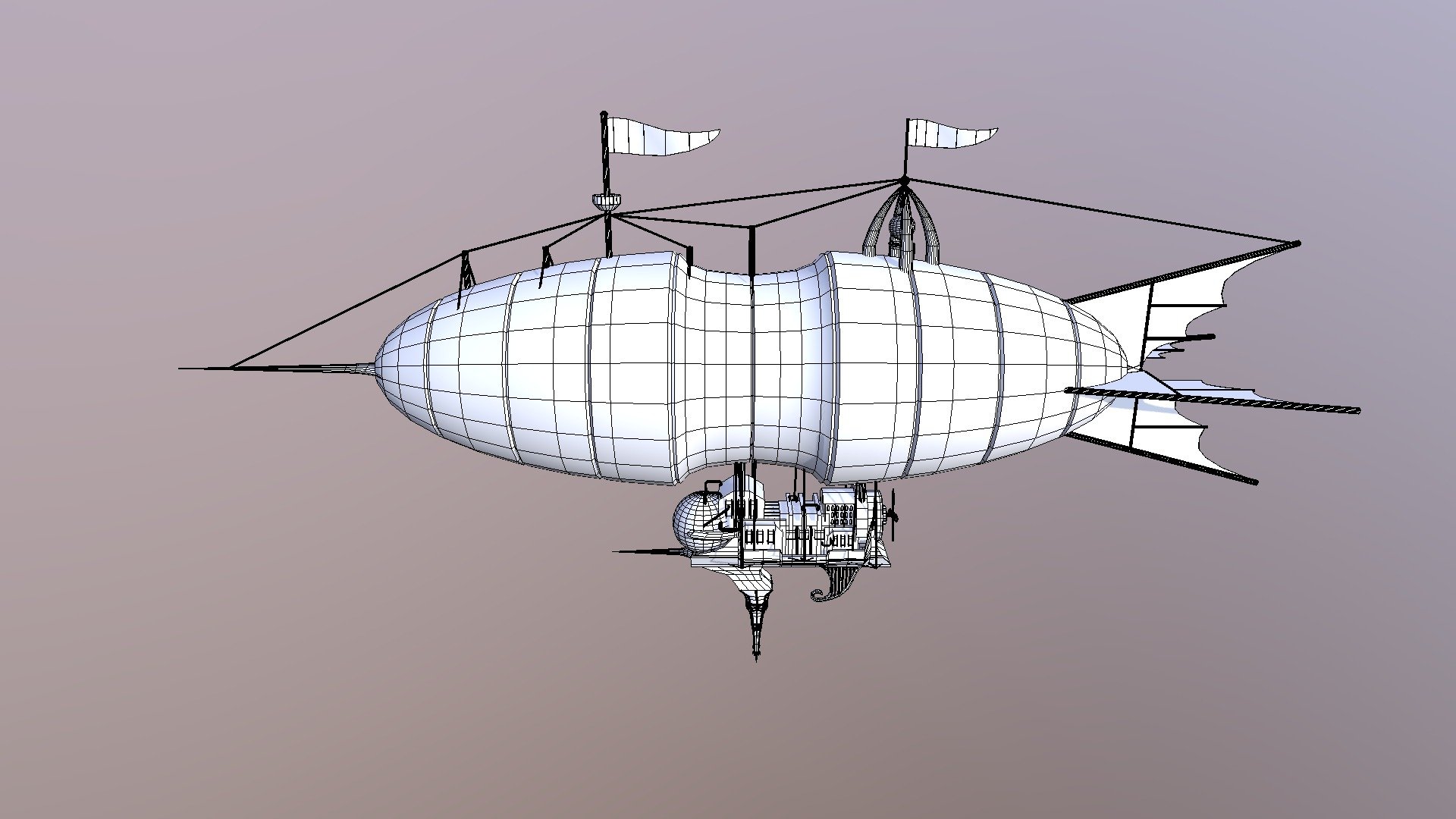 Zeppelin wireframe - 3D model by Rachel Rietjens (@rachelrietjens) 3d model