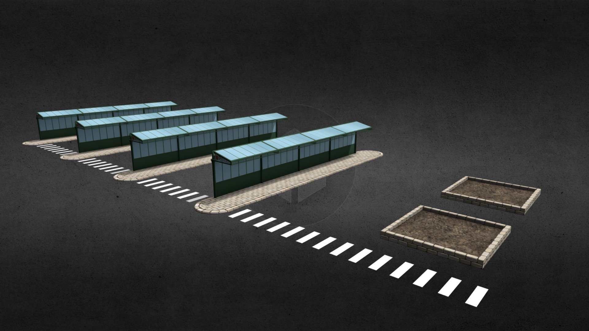 A model made for Cities: Skylines - find it here - Bus Terminal - 3D model by Avanya 3d model