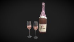 Champagne with glasses drink, wine, valentine, valentines, party, glasses, alcohol, champange, new-year, valentines-day, alcoholicdrink, wine-glass, new-years-eve, champange-glass, champange-bottle