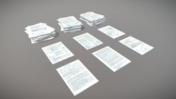 Low-poly Papers Set set, paper, 3dcoat, marmoset, maya, low-poly, asset, gameready