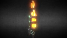 Metal Torch With Animated Fire