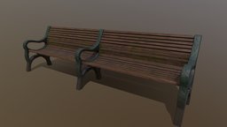Park Bench bench, park, metal, parkbench, environment-assets, substancepainter, maya, asset, wood, paintedsteel
