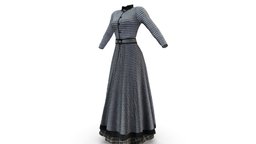 19th Century Victorian Crinoline Long Coat Dress