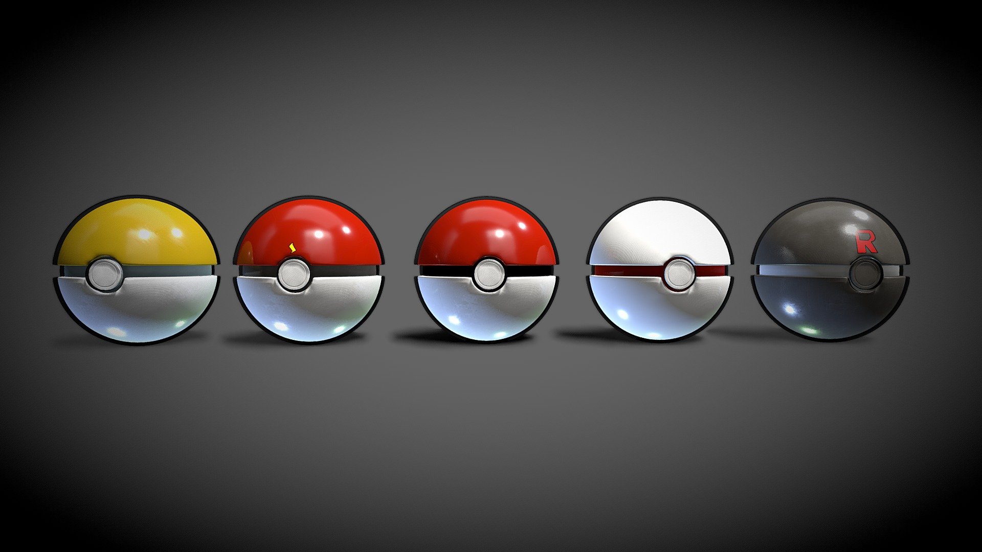 I have made aomw different for my Uni Portfollio. The pokeballs i have made is




Pokeball

Pikachu Ball

Park Ball

Premier Ball

Team Roket Ball
 - Pokeballs - Buy Royalty Free 3D model by The Moyai (@Eagger) 3d model
