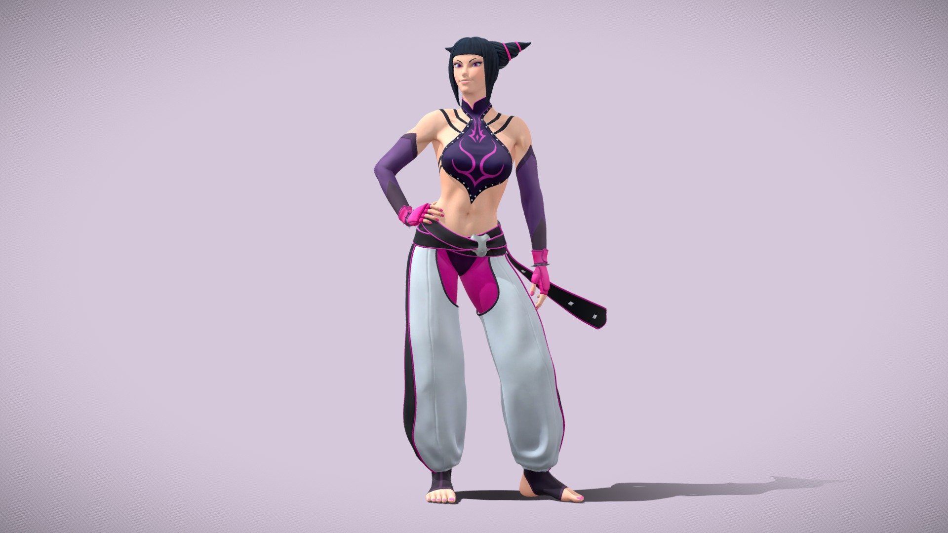Juri, from the Street Fighter series! If you wanna see some more renders of the model you can check out my artstation here: https://www.artstation.com/artwork/VyvN9N

Felt like trying some more stylized character modelling and painting, hope you like it.
Made with blender, zbrush and substance painter 3d model