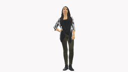 Woman in stripped top hand on hip 0797 style, fashion, beauty, clothes, miniature, figurine, realistic, printable, outfit, success, 3dprint