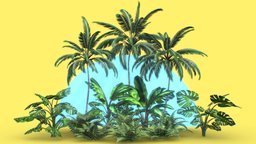 Tropical Plants Pack M02P tree, plants, tropical, palm, banana, fern, monstera