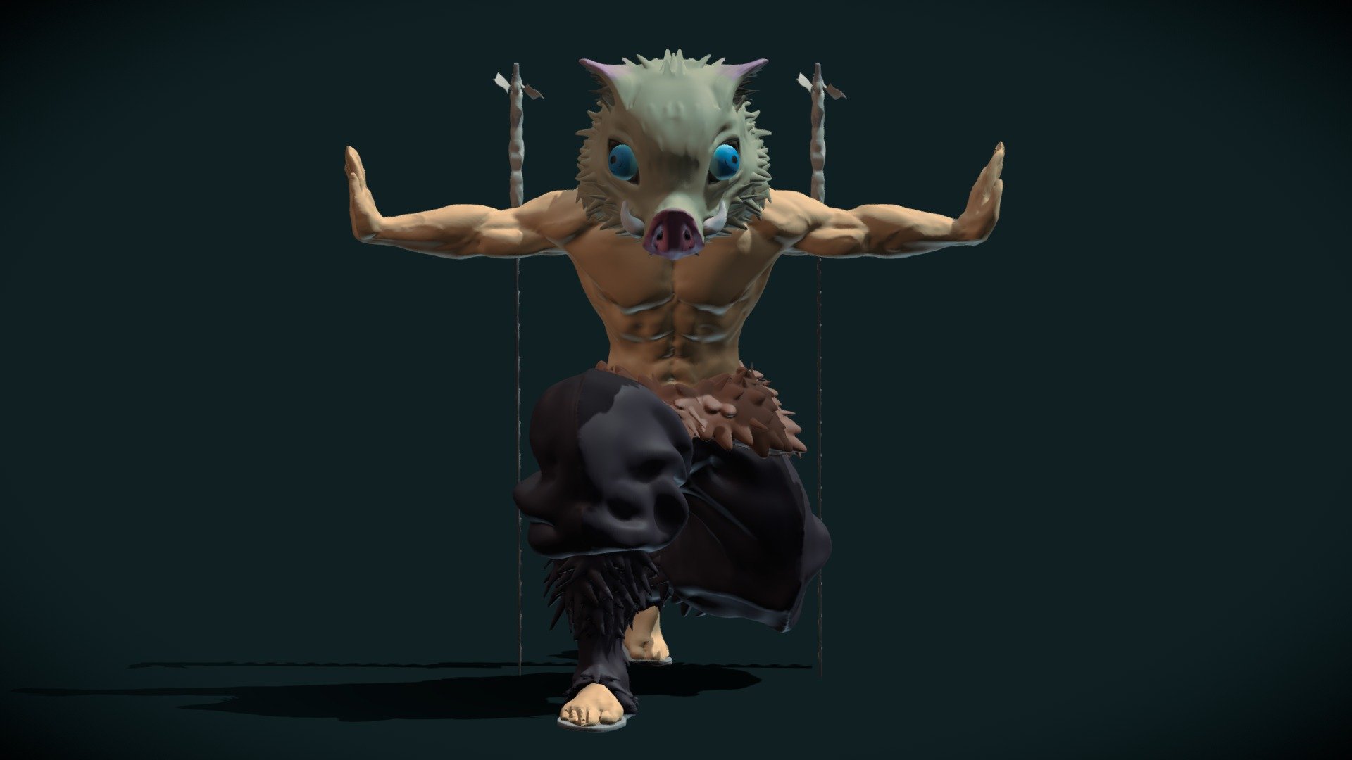 Beast Breathing Sevent Form, Spatial Awareness!

Character: Inosuke Hashibira, from anime Kimetsu no Yaiba (Demon Slayer)



A fanart and arm muscles study.

About download of model:
In the sense of functionality this model is rubbish,
no UV or texture, just vertex color and needs retopology,
use if you can 3d model