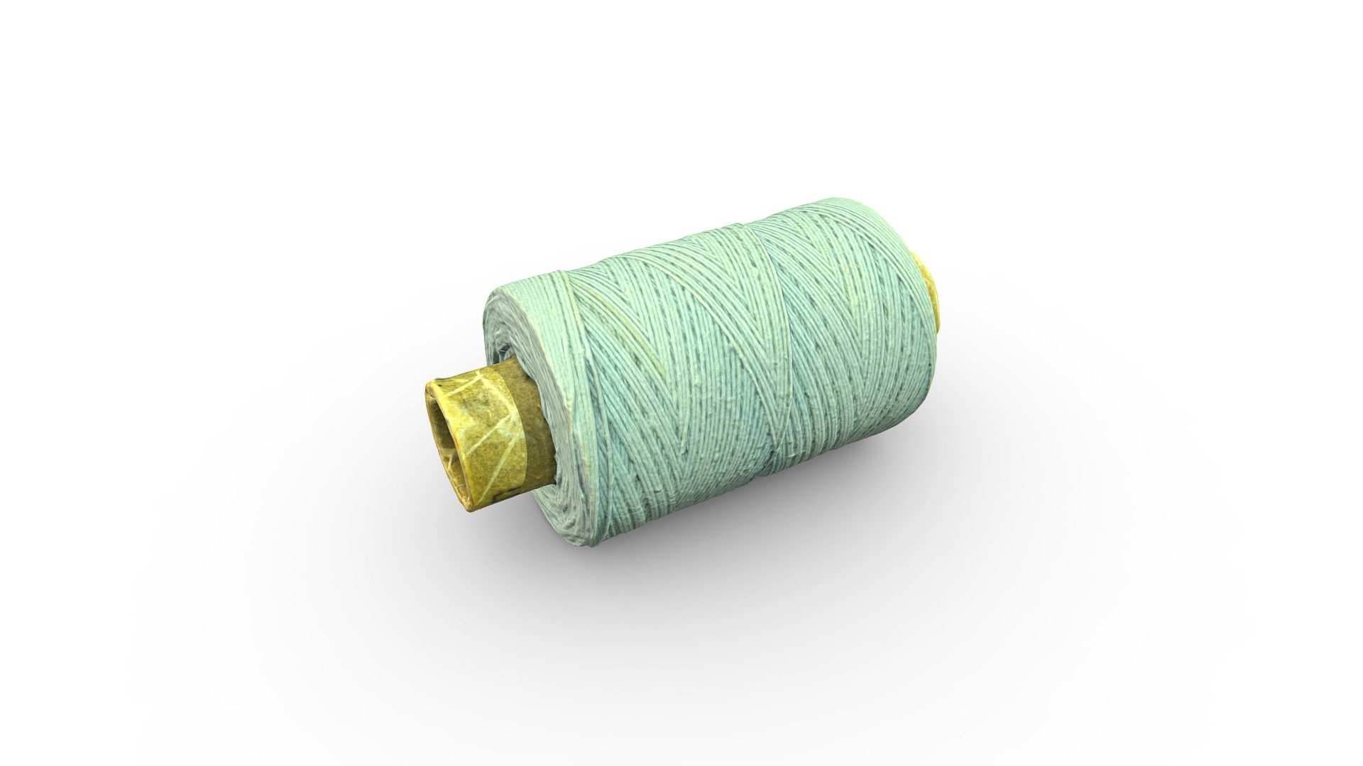 High-poly spool of blue thread photogrammetry scan. PBR texture maps 4096x4096 px. resolution for metallic or specular workflow. Scan from real spool, high-poly 3D model, 4K resolution textures 3d model