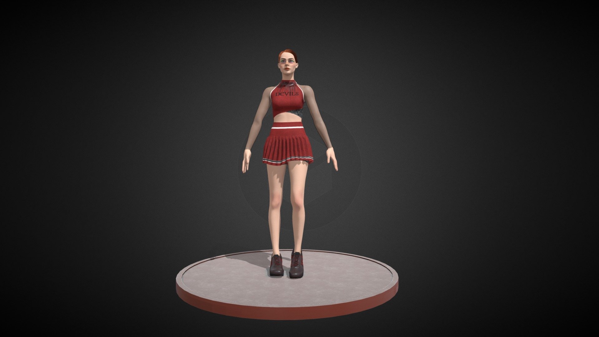 Cheerleader Cloth model, texture and animation on mocap.

Coth simulation video &gt; https://www.instagram.com/p/CGnTE2oKKjn/ - Cheerleader Costume - 3D model by AnastasiaTz 3d model