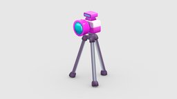 Cartoon astronomical telescope experiment, laboratory, trivet, astronomy, picture, camera, science, movie, scientific, tripod, lowpolymodel, photograph, handpainted, cartoon, watch, stylized, observe