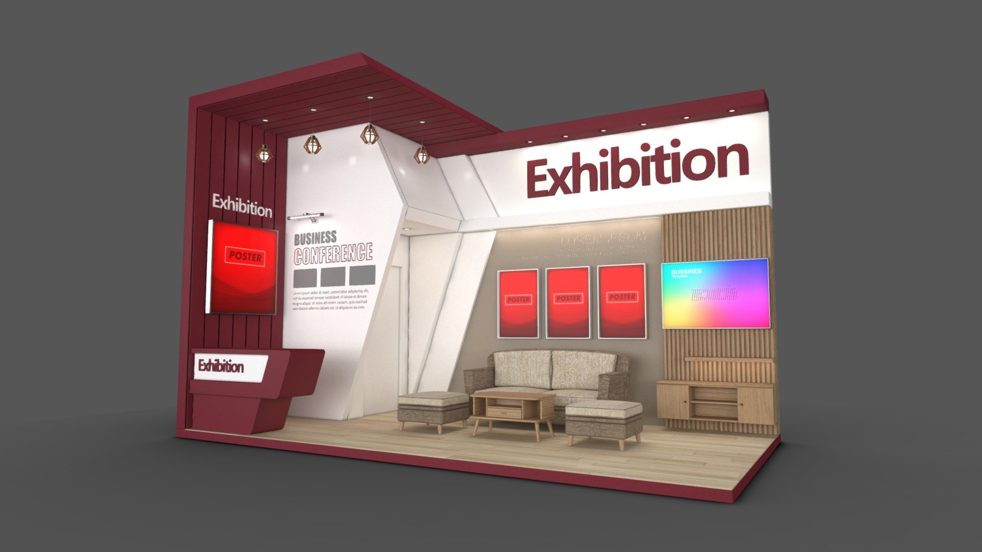Booth Design 3D Model

Layout: 6x3m - 18 Sqm - 2 Exposed sides - max height: 3,95m

Unit: cm

additional File:





Model_2303_3Ds max 2020 / Vray 5




Model_2303_3Ds max 2017 / Default Render




Model_2303_Fbx Standard map




Model_2303_Fbx V ray complete map




Model_2303_Obj Standard map




Model_2303_Obj V ray complete map



thank you for visiting

If you are interested in other models, please visit my collection



EXHIBITION STAND 36 Sqm
https://sketchfab.com/fasih.lisan/collections/exhibition-stand-36-sqm-34b6419aa7ec4556b18d8a381c51db77

EXHIBITION STAND 18 Sqm
https://sketchfab.com/fasih.lisan/collections/exhibition-stand-18-sqm-9a22add1012e4c36961b6e1db26a0280

EXHIBITION STAND 9 sqm
https://sketchfab.com/fasih.lisan/collections/exhibition-stand-9-sqm-2afc738a25634768ba5335da876876f2 - Model 2303 Booth Design - Buy Royalty Free 3D model by fasih.lisan 3d model