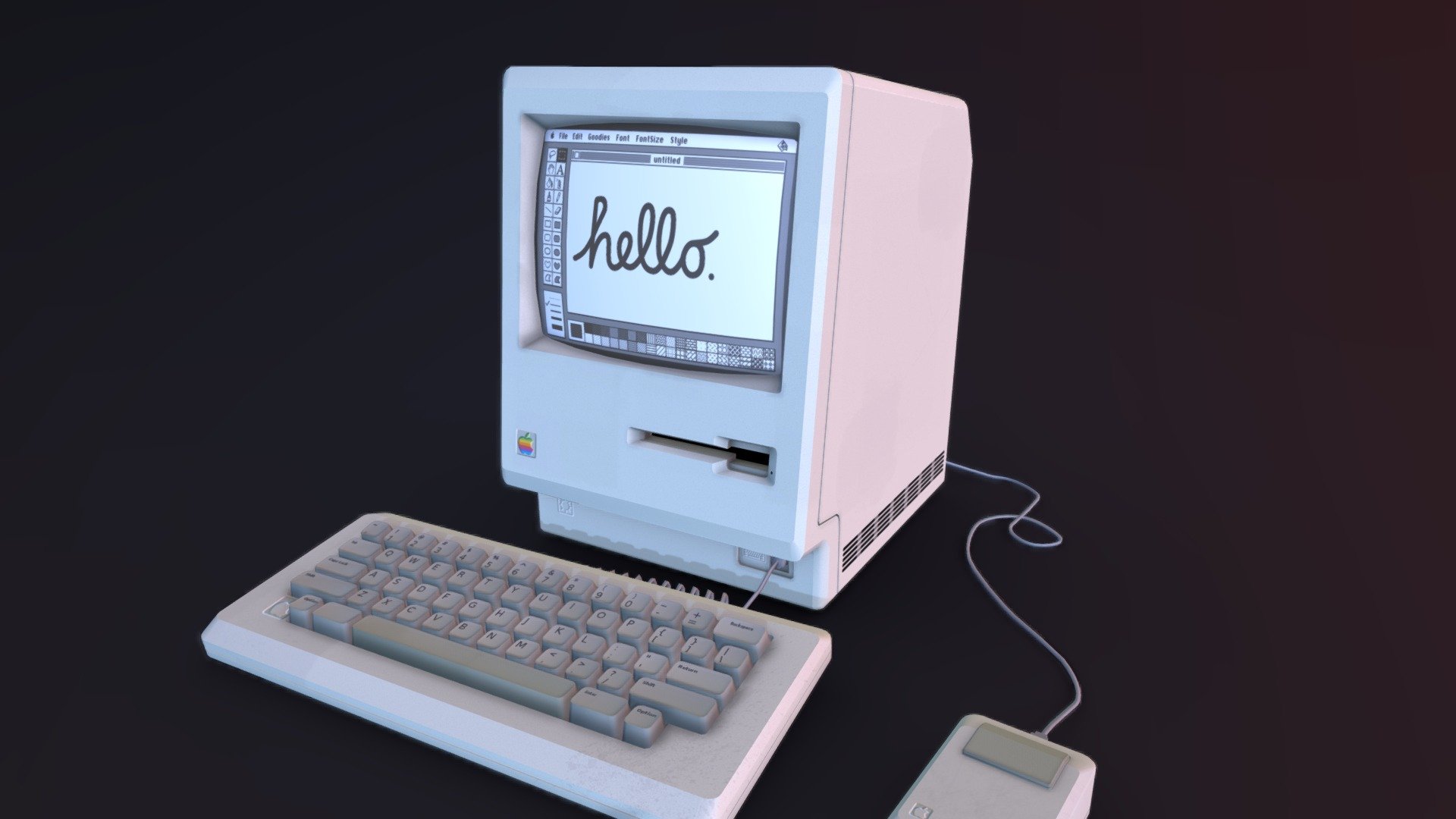 Made for SFM. 
http://steamcommunity.com/sharedfiles/filedetails/?id=1152523988 - Macintosh 128k - 3D model by Unconid 3d model