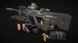 TAR 21 Assault Rifle Custom (Game Model) fps, tavor, firearm, assault-rifle, tar-21, weapons-gun, military-weapon, low-poly, pbr, gameasset, gamemodel