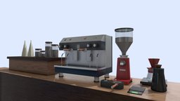 Barista Bar Espresso Machine set bar, cafe, barista, espresso, table, coffeetable, machine, debit, v60, cashier
