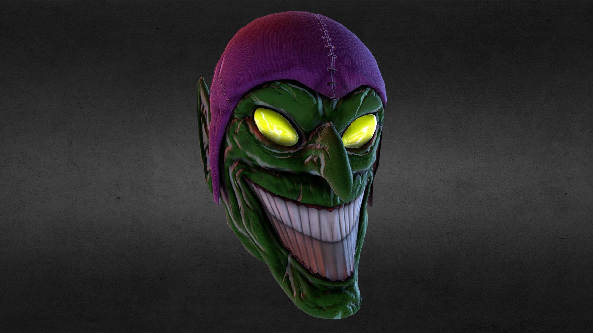 Is it the goblin's head or did he pick up the Invulnerability Sphere?
p.s. I have no idea what's wrong with the color of the teeth O_o - Green Goblin's mask - Download Free 3D model by Sololopenko 3d model