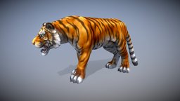 Tiger tiger, 3dcoat, maya, character, low-poly, photoshop, hand-painted, zbrush, animal