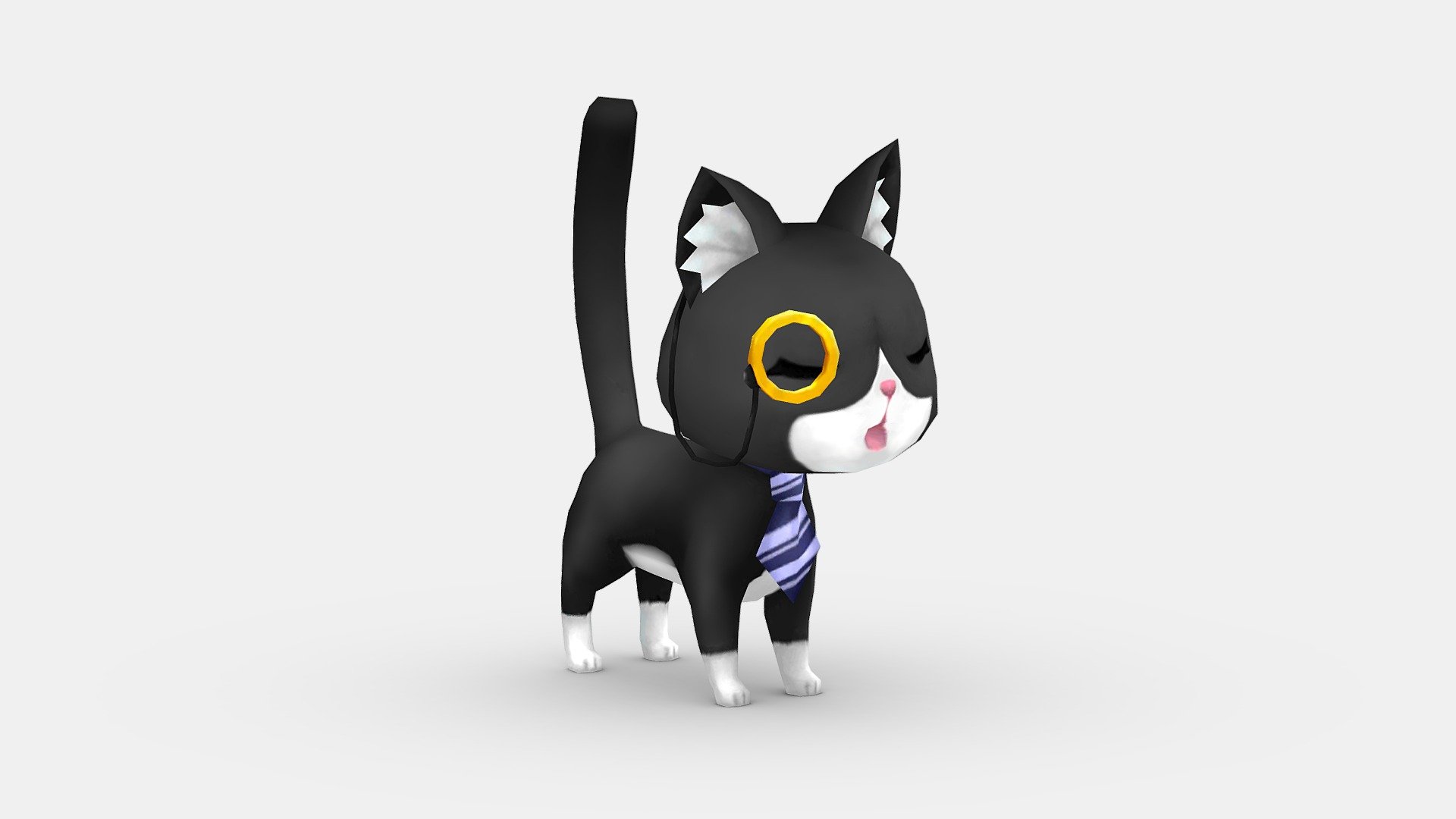 Cartoon black cat with glasses - Cartoon black cat with glasses - Buy Royalty Free 3D model by ler_cartoon (@lerrrrr) 3d model