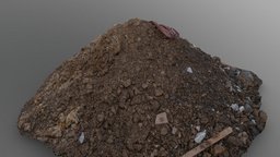 Brown soil pile terrain, archviz, 3d-scan, dig, earth, junk, dirt, brown, pile, garbage, waste, 3d-scanning, mound, mess, soil, heap, photoscan, photogrammetry, asset, texture, construction, material