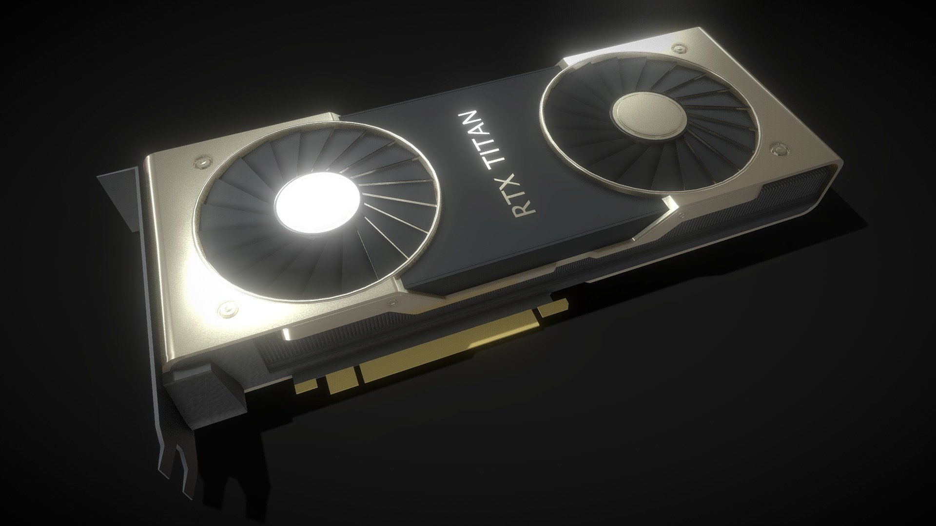 3D Model of the RTX Titan Graphics Card made in Maya and textured in Substance Painter.
This Model took about 6hours to complete 3d model