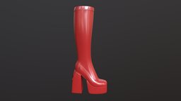  Wolfe boots red shoe, leather, cloth, platform, heel, boot, shoes, boots, , brand, heels, apparel, wolfe, character, game, lowpoly, clothing, gameready
