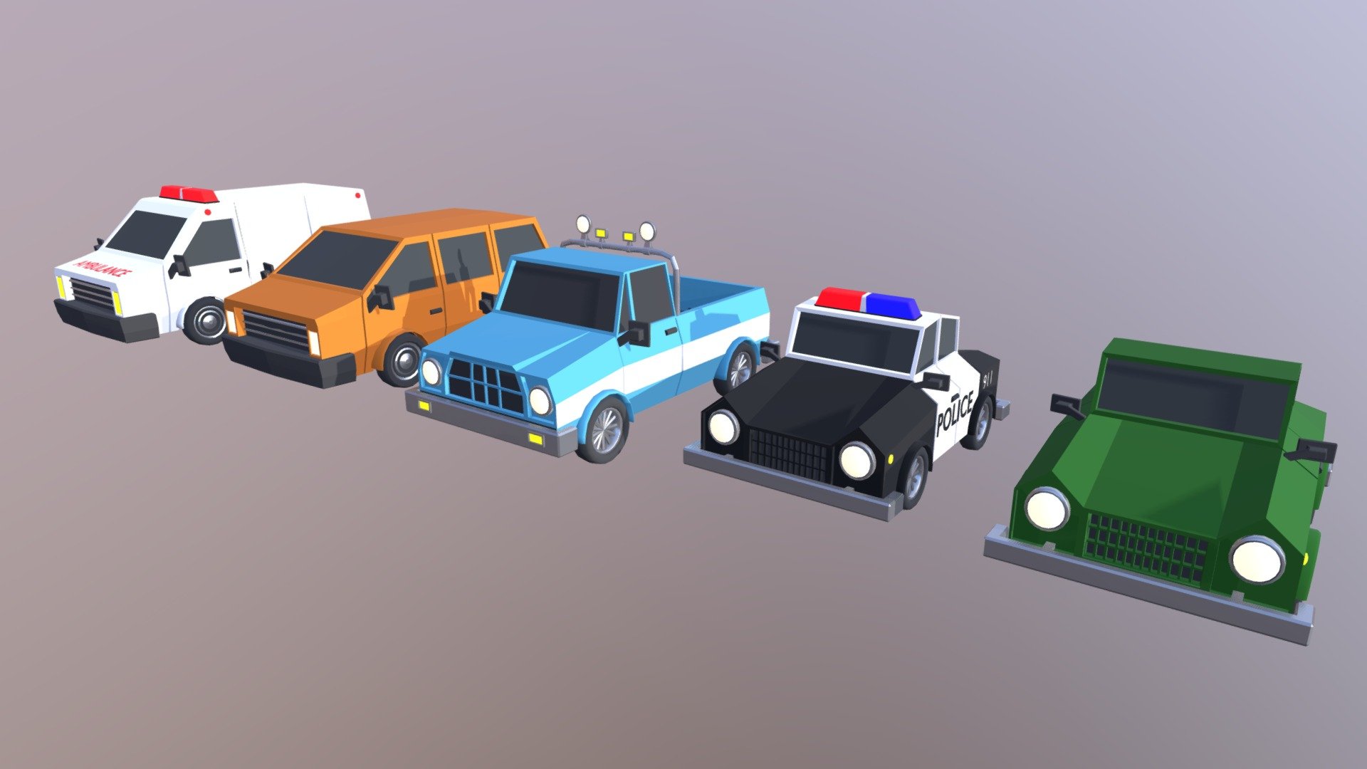 Simple vehicles, good to use in lowpoly scenes - VEHICLES LOW POLY - Buy Royalty Free 3D model by mismeirart 3d model