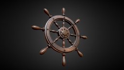Ship Wheel wheel, vintage, retro, ocean, obj, watercraft, substancepainter, substance, military, ship